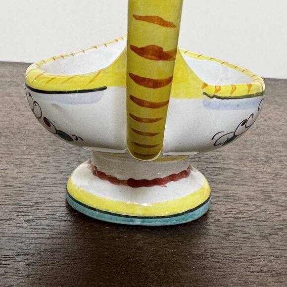 Vintage Italian Candle Holder Floral Aladdin Lamp Ceramic Hand Painted Signed - Picture 8 of 16